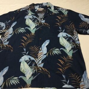 Tommy Bahama Navy Tropical Print Shirt, 100% silk, Excellent Condition XXL